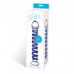 Glas 藍色螺旋玻璃自慰棒
